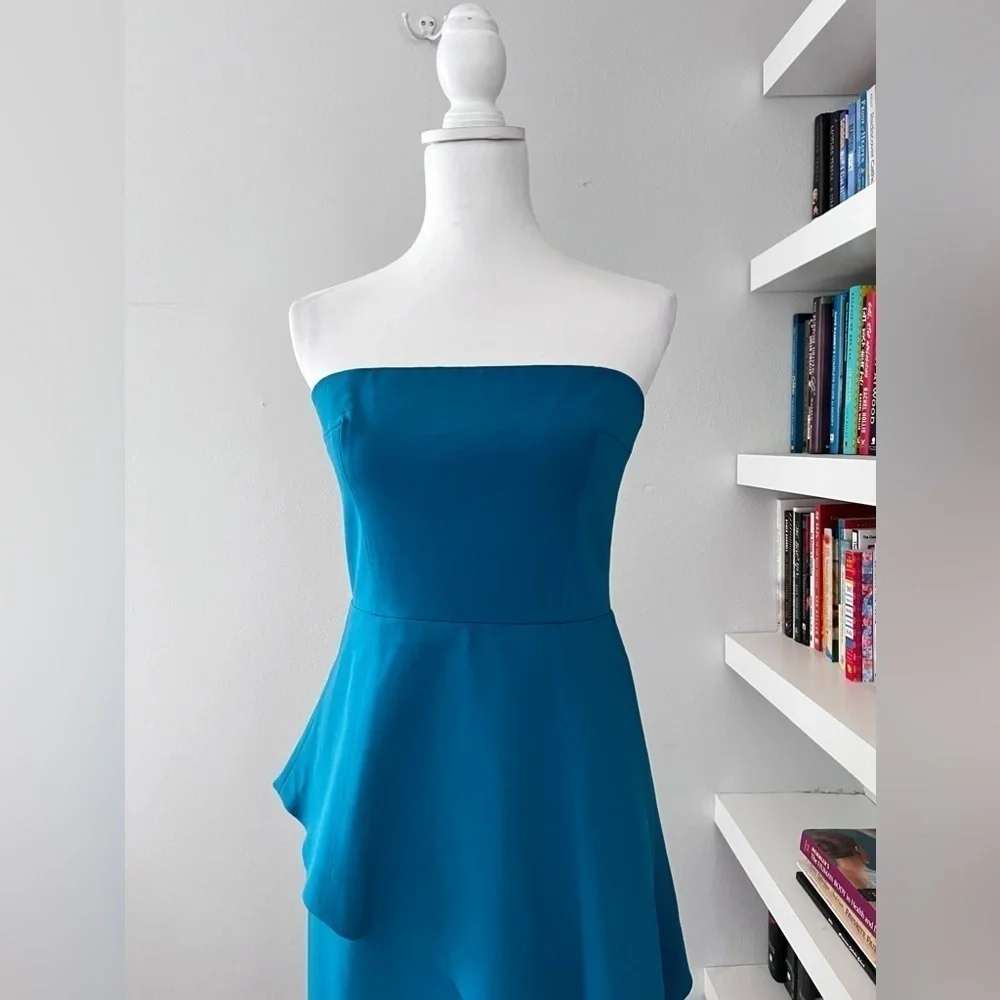 Jay Godfrey Teal Evening wear Strapless Dress size 6